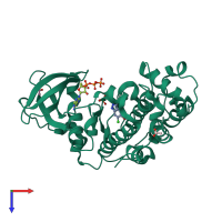 PDB entry 8aec coloured by chain, top view.