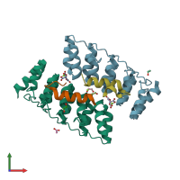 PDB entry 8aed coloured by chain, front view.