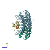PDB entry 8aed coloured by chain, side view.