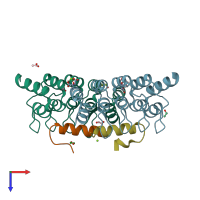 PDB entry 8aed coloured by chain, top view.