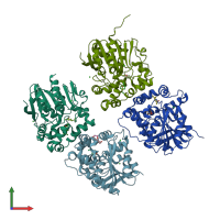 PDB entry 8agm coloured by chain, front view.