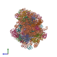 PDB entry 8agv coloured by chain, side view.