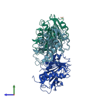 PDB entry 8ais coloured by chain, side view.