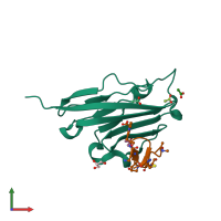 PDB entry 8alx coloured by chain, front view.