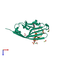 PDB entry 8alx coloured by chain, top view.