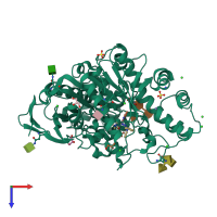 PDB entry 8am1 coloured by chain, top view.