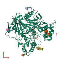 PDB entry 8am2 coloured by chain, front view.