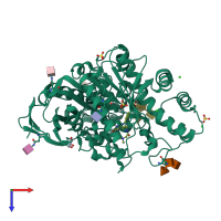 PDB entry 8am2 coloured by chain, top view.