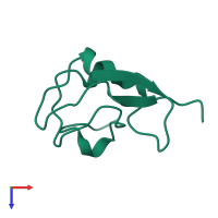 PDB entry 8ame coloured by chain, top view.