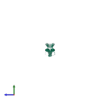 Homo dimeric assembly 1 of PDB entry 8amr coloured by chemically distinct molecules, side view.
