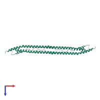 Homo dimeric assembly 1 of PDB entry 8amr coloured by chemically distinct molecules, top view.