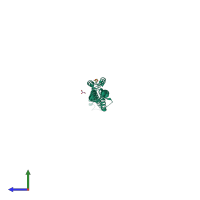 Homo dimeric assembly 2 of PDB entry 8amr coloured by chemically distinct molecules, side view.