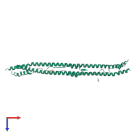 Homo dimeric assembly 2 of PDB entry 8amr coloured by chemically distinct molecules, top view.