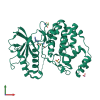 PDB entry 8ao8 coloured by chain, front view.