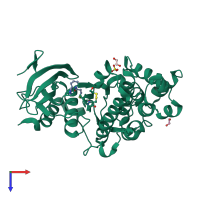 PDB entry 8ao8 coloured by chain, top view.