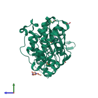 PDB entry 8aod coloured by chain, side view.