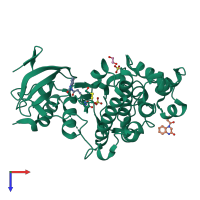 PDB entry 8aod coloured by chain, top view.