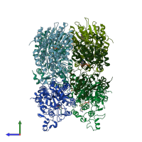 PDB entry 8arp coloured by chain, side view.