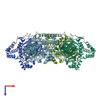 PDB entry 8axc coloured by chain, top view.