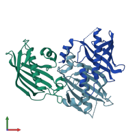 PDB entry 8ayd coloured by chain, front view.
