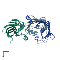 PDB entry 8ayd coloured by chain, top view.