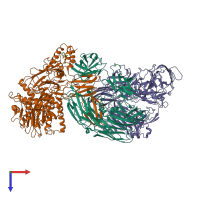 PDB entry 8ayh coloured by chain, top view.