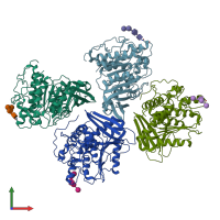 PDB entry 8b48 coloured by chain, front view.