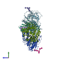 PDB entry 8b48 coloured by chain, side view.