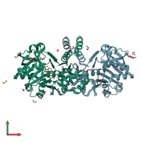 PDB entry 8b68 coloured by chain, front view.