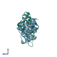 PDB entry 8b9u coloured by chain, side view.