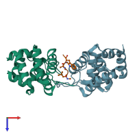 PDB entry 8b9u coloured by chain, top view.