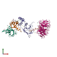 PDB entry 8bb3 coloured by chain, front view.