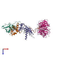 PDB entry 8bb3 coloured by chain, top view.
