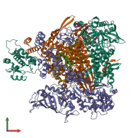 PDB entry 8be0 coloured by chain, front view.