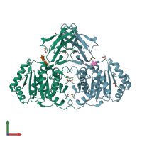 PDB entry 8bf3 coloured by chain, front view.