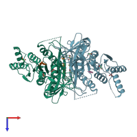 PDB entry 8bf3 coloured by chain, top view.