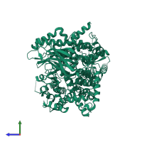 PDB entry 8bfu coloured by chain, side view.