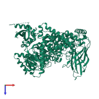 PDB entry 8bfu coloured by chain, top view.