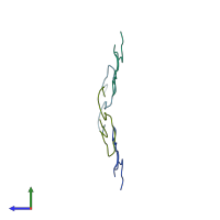 PDB entry 8bg0 coloured by chain, side view.