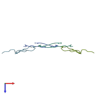 PDB entry 8bg0 coloured by chain, top view.