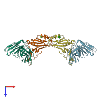 PDB entry 8bg2 coloured by chain, top view.