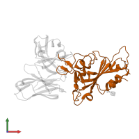 Spike protein S1 in PDB entry 8bg2, assembly 1, front view.