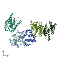 PDB entry 8bhd coloured by chain, front view.