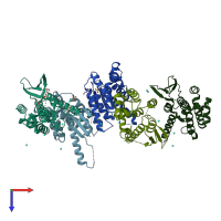 PDB entry 8bhd coloured by chain, top view.