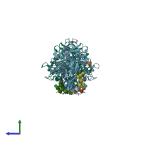 PDB entry 8bhh coloured by chain, side view.