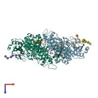 PDB entry 8bhh coloured by chain, top view.