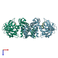 PDB entry 8bie coloured by chain, top view.