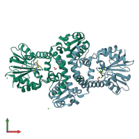 PDB entry 8bij coloured by chain, front view.