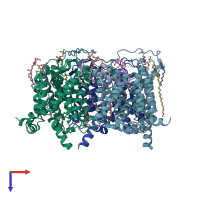 PDB entry 8blo coloured by chain, top view.