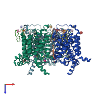 PDB entry 8blp coloured by chain, top view.